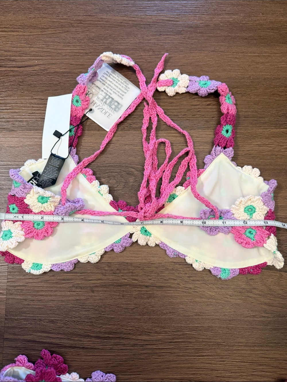 Beach Riot Womens Large Floral Crochet Bikini Set Pink Purple LOFL New With Tags - Picture 7 of 7